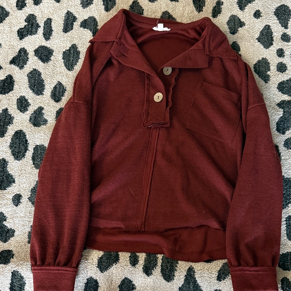 Blu Pepper Maroon Button-Up Cardigan